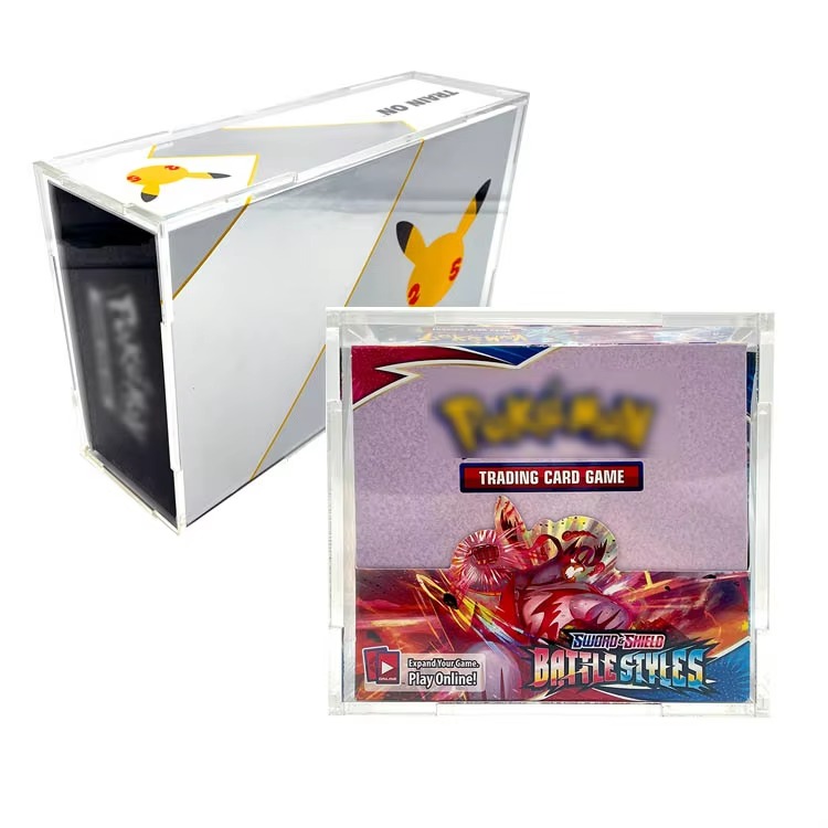 UV protection Acrylic Booster Box plexiglass Display Case trade card UV filtering ETB Case pokmon Acrylic Magnetic Box with Lid