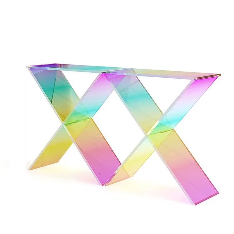 Acrylic Display Rack customized design plexiglass iridescent side table Color Nordic Colorful Morden shop acrylic riser