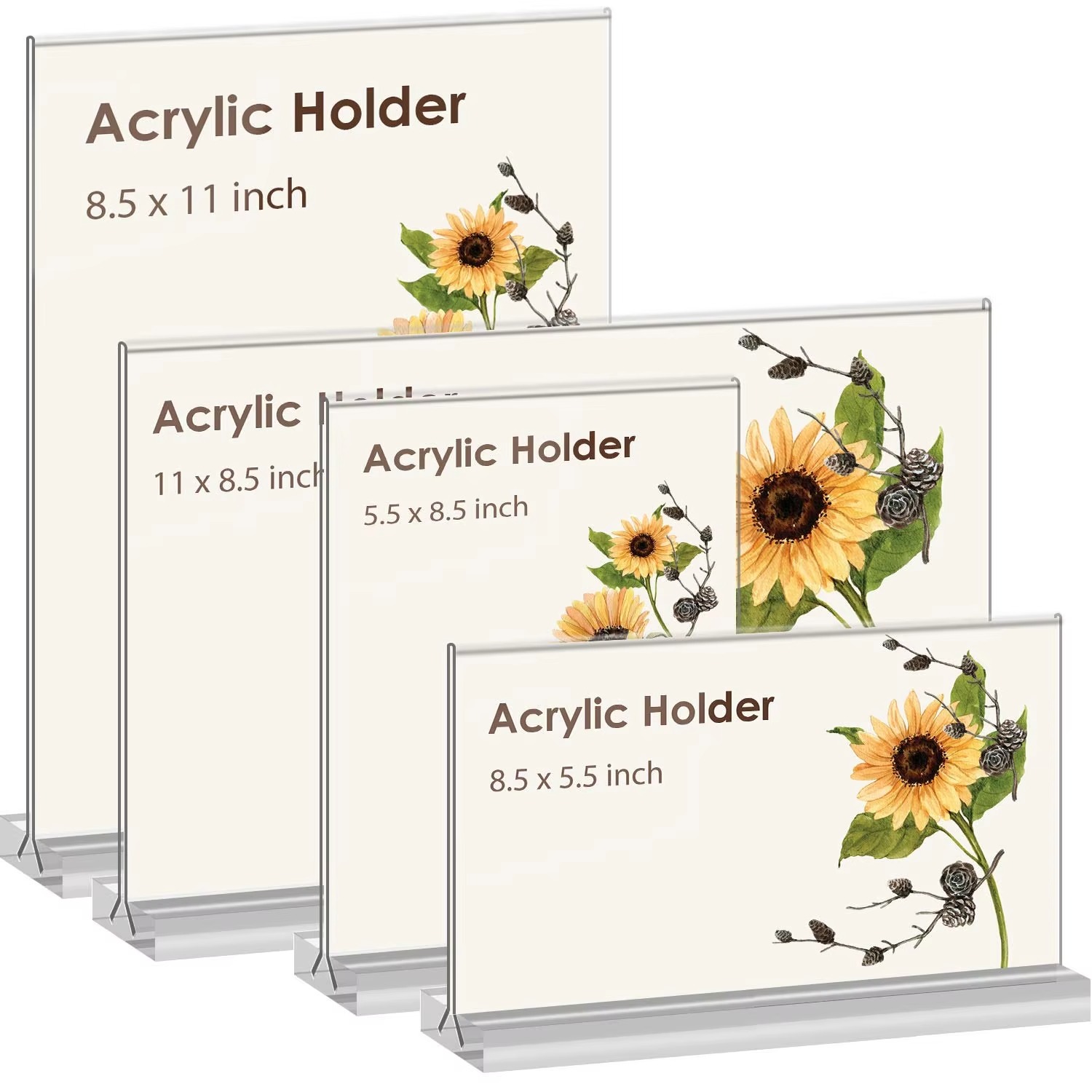 Clear Acrylic Menu Display Stand Customized Poster  Wood Base Acrylic Sign Holder