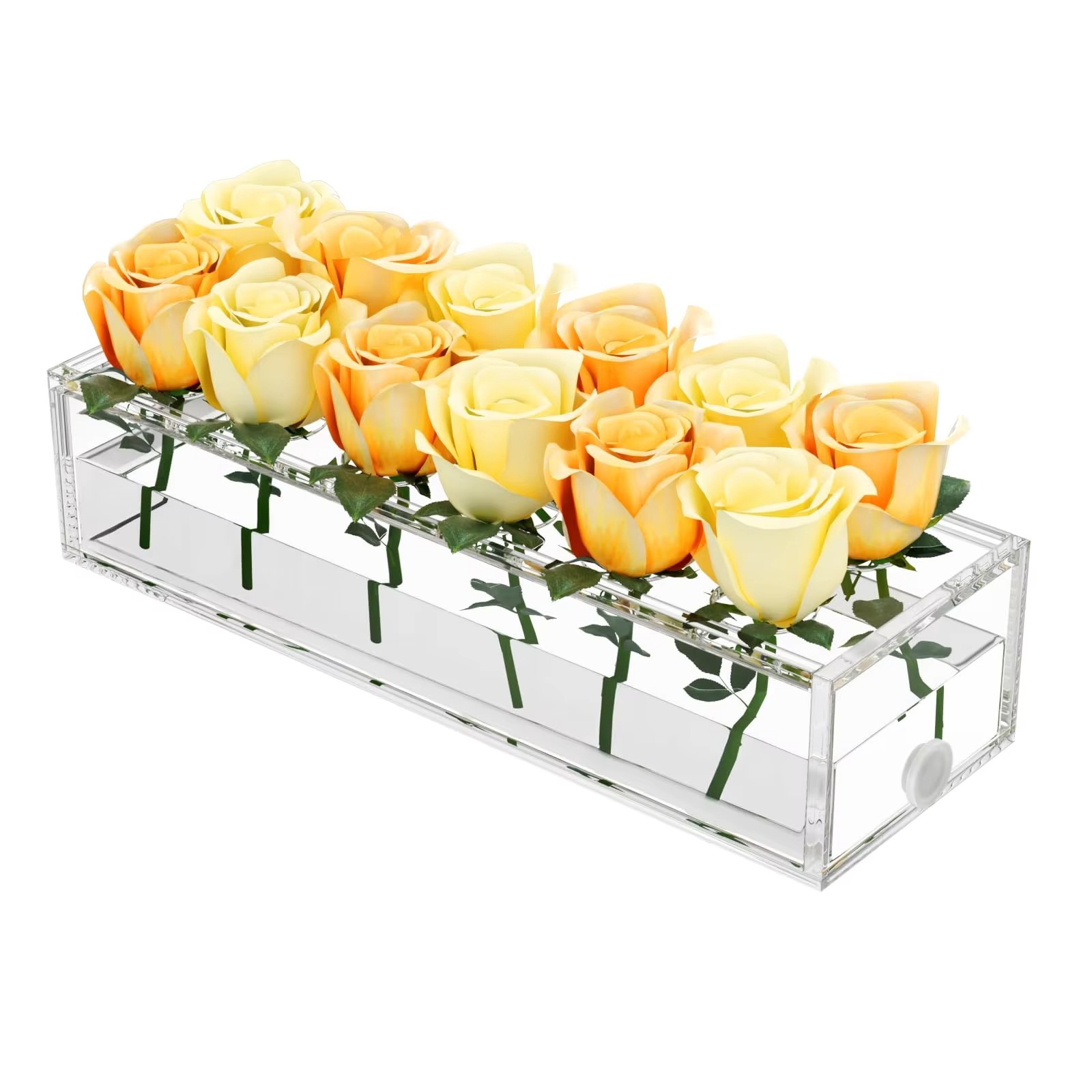 Custom Clear Rectangular Acrylic Modern Vase Rose Floral Vases Flower Display Box wedding table top decor vase