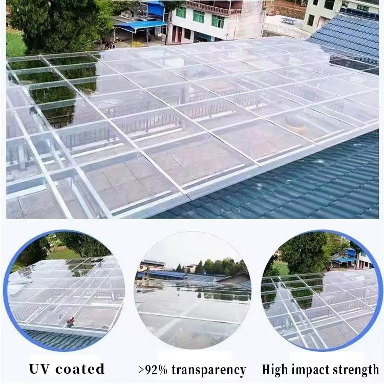 Sun Sheets Unbreakable Fireproof Plastic Glass Polycarbonate Clear PC Roofing Sheet for Greenhouse